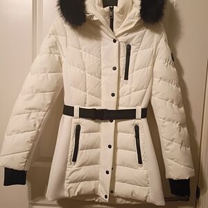 Michael Kors White Puffer Jacket with Black Details